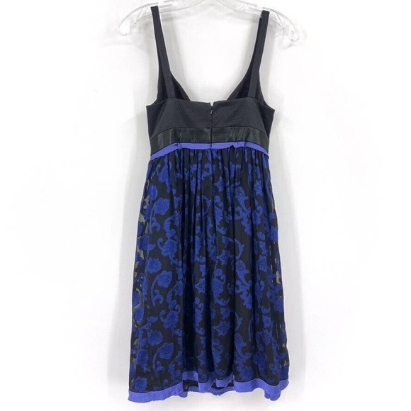 Nicole Miller Collection Womens 0 Silk Blend Blue Scroll Overlay Dress Cocktail - Picture 7 of 7